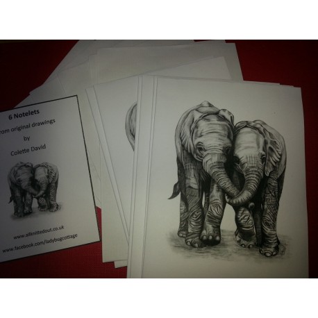 Pack of 6 Elephant Notelets