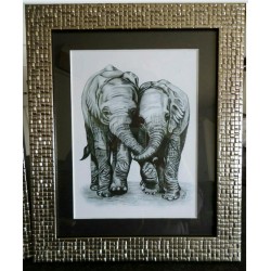 Framed playful elephant print