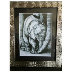 Framed playful elephant print