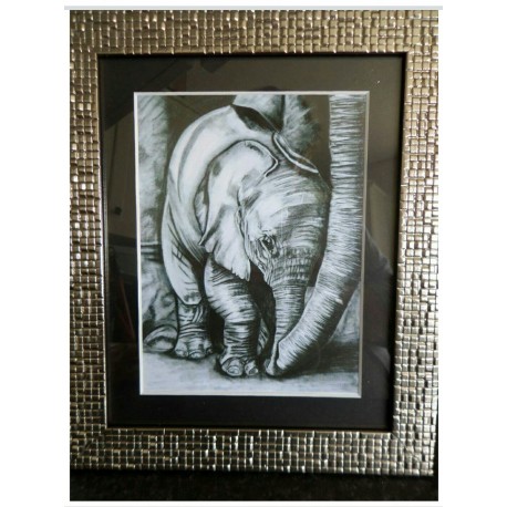 Framed playful elephant print