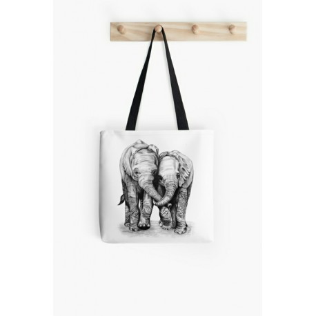 Small tote bag, with playful elephants