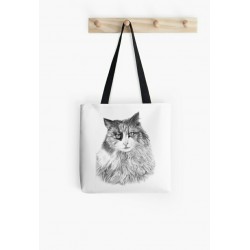 Small tote bag, with drawing of lioness