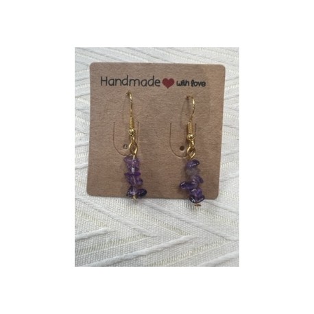 Hand crafted gemstone chip earrings amethyst