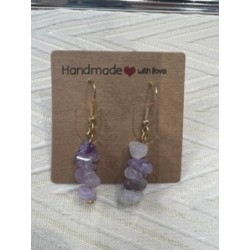 Hand crafted gemstone chip earrings amethyst