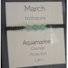 Birthstone adjustable bracelet March (Aquamarine)