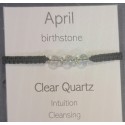 Birthstone adjustable bracelet April(Clear Quartz)